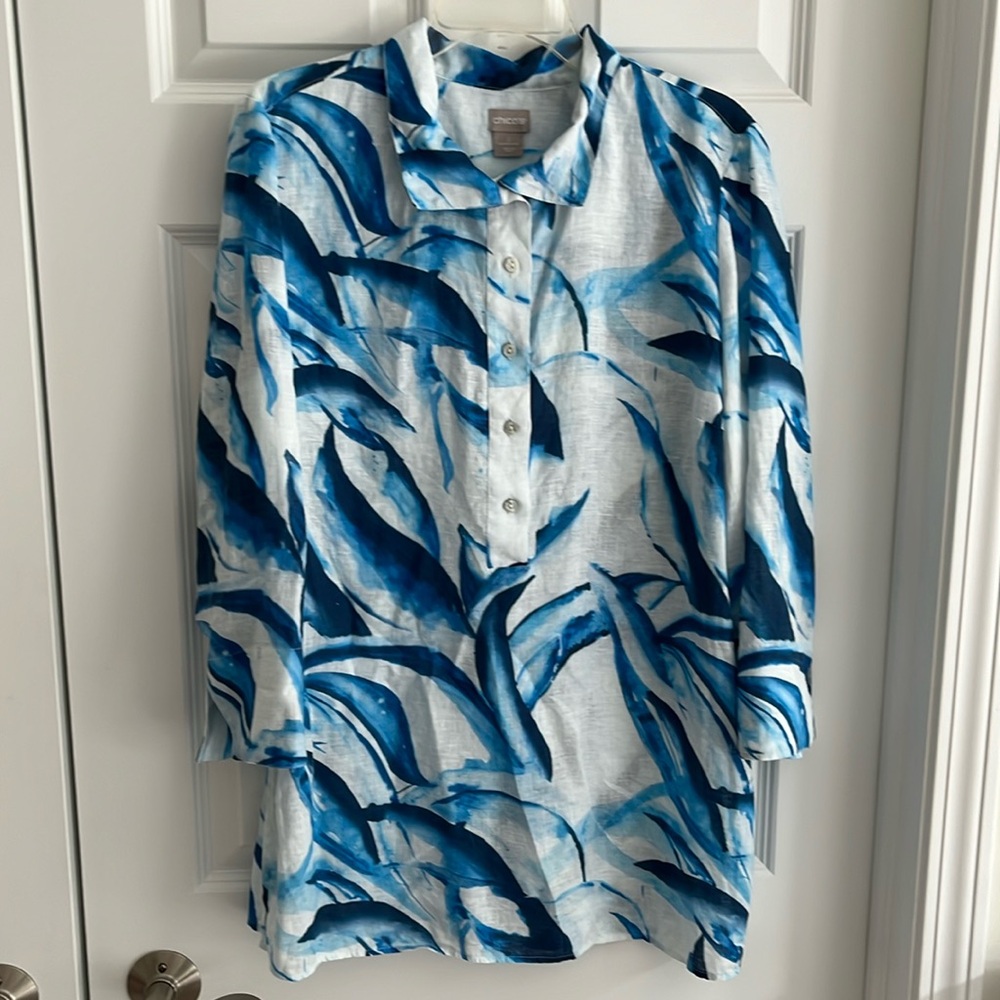 Chico’s Linen Tunic Length Blouse